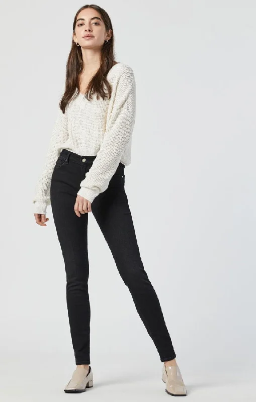 Chic and Comfortable ALISSA SUPER SKINNY JEANS IN BLACK FEATHER BLUE