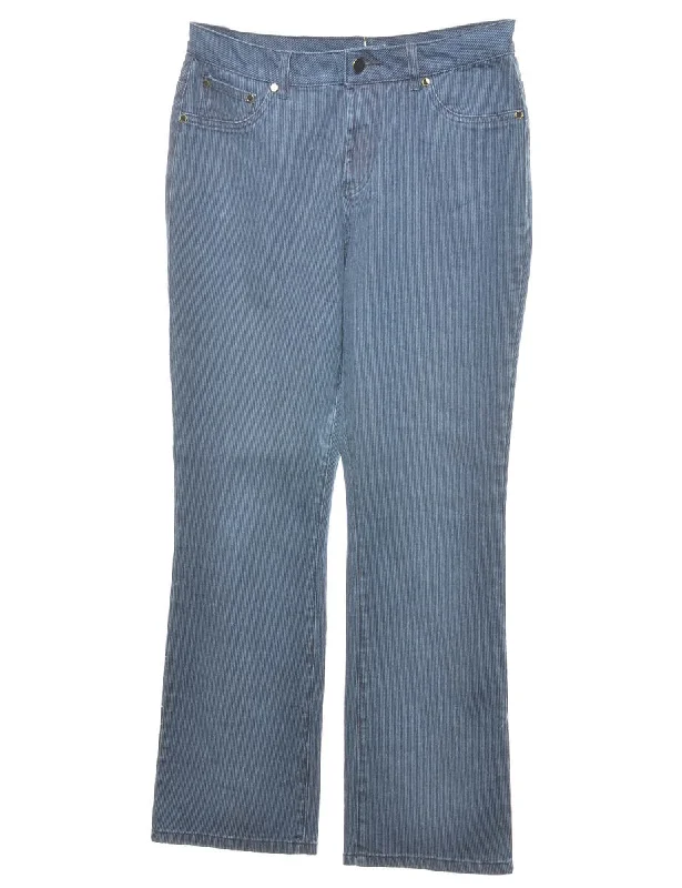 Everyday Cozy Wear Blue Pinstriped High Waist Jeans - W28 L29