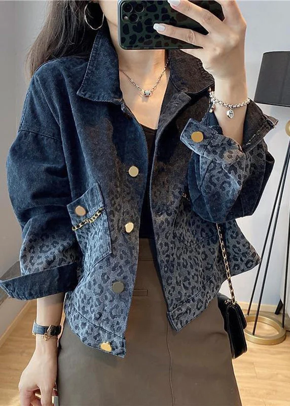 Fashionable Cozy Pieces Black Button Pockets Denim Coats Long Sleeve