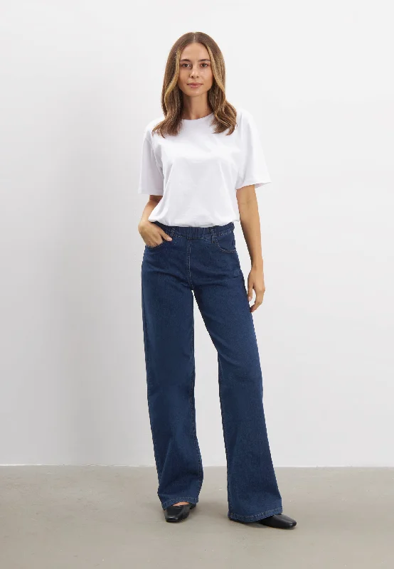 Casual Soft Layers Donna Loose - Long Length - Dark Blue Denim