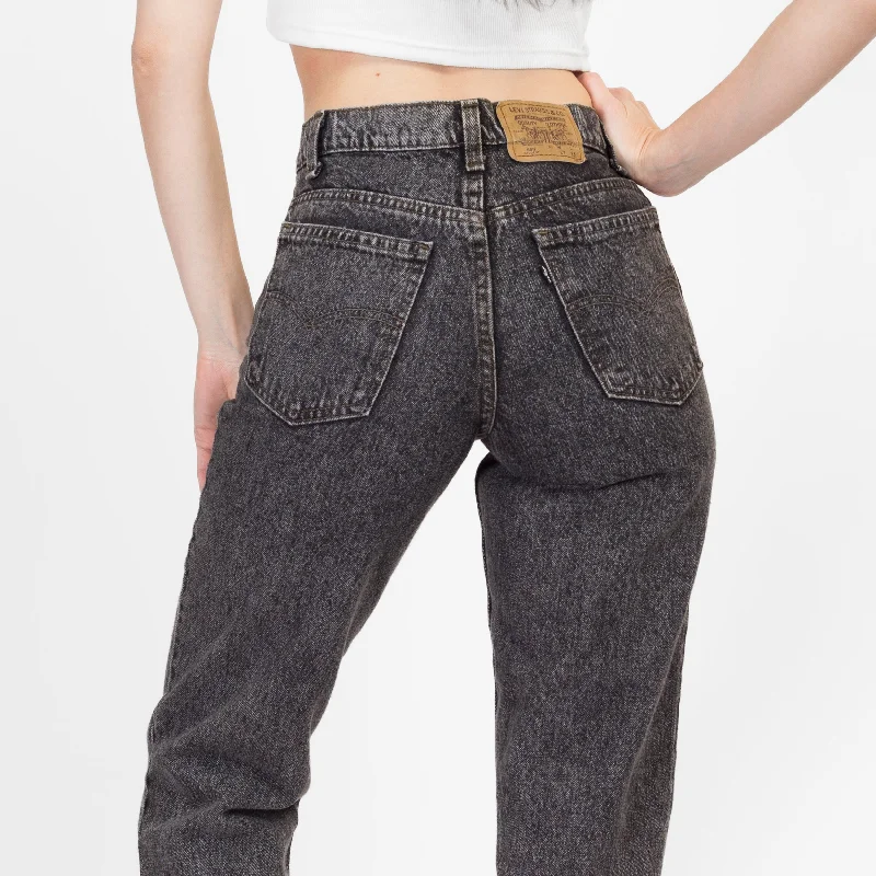 Relaxed Layered Looks XXS & XS 90s Levi's 550 Black Acid Wash Jeans, Deadstock