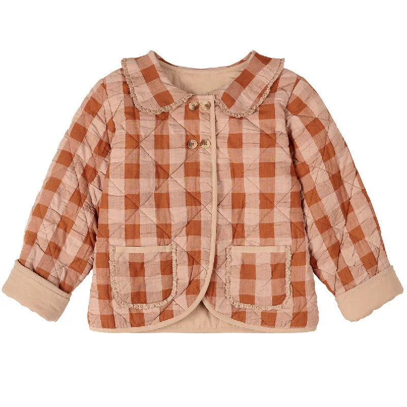 Casual Wear Styles Freya Jacket in Russet Seersucker Gingham by Little Cotton Clothes