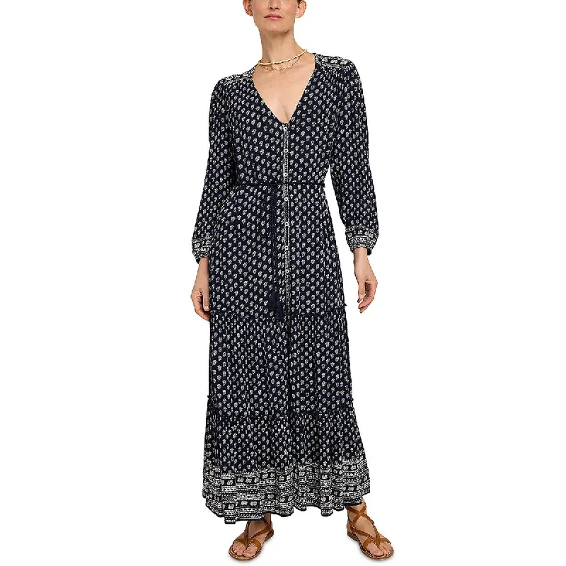 Relaxed Street Comfort Faherty Womens Orinda Printed Long Sleeves Maxi Dress