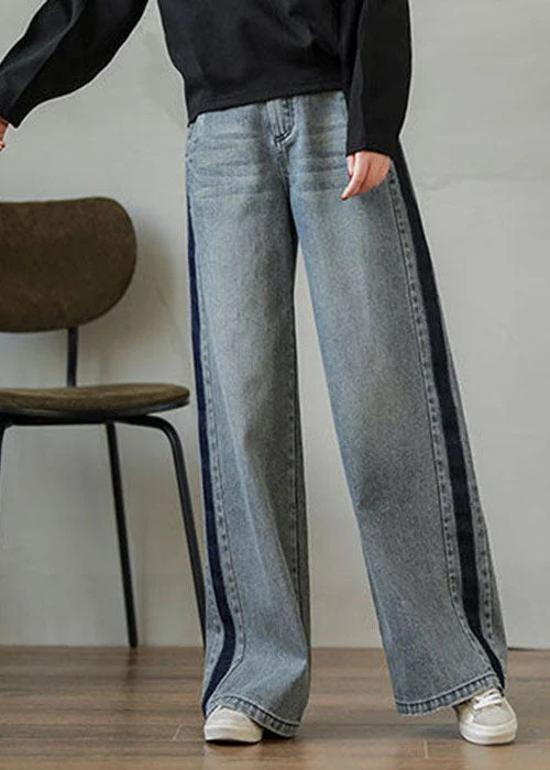 Soft Fashion Fits Stylish Blue High Waist Oversized Pockets Patchwork Cotton Denim Pants Summer Soft Fashion Fits Stylish Blue High Waist Oversized Pockets Patchwork Cotton Denim Pants Summer