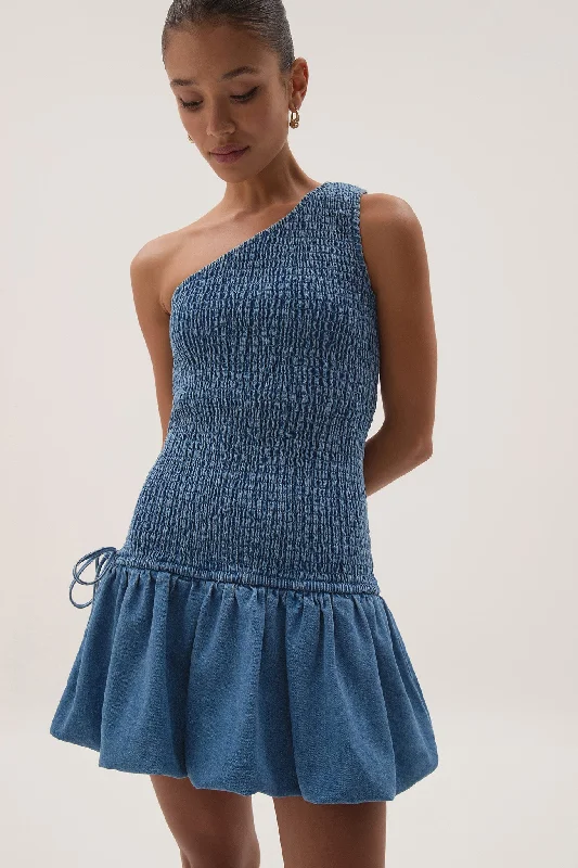 Practical Comfy Wear Sunray One Shoulder Mini Dress