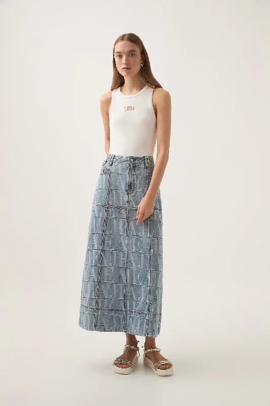 Cozy Street Fashion Nostalgia Denim Midi Skirt