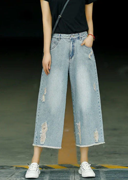 Effortless Fashion Layers Plus Size Denim Blue High Waist Pockets Cotton Jeans Crop Pants Summer Effortless Fashion Layers Plus Size Denim Blue High Waist Pockets Cotton Jeans Crop Pants Summer