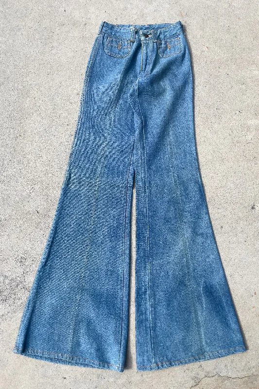 Cozy Chic Clothing Vintage 70s Wide Leg Bell Bottom Jeans, Chemin De Fer XXS
