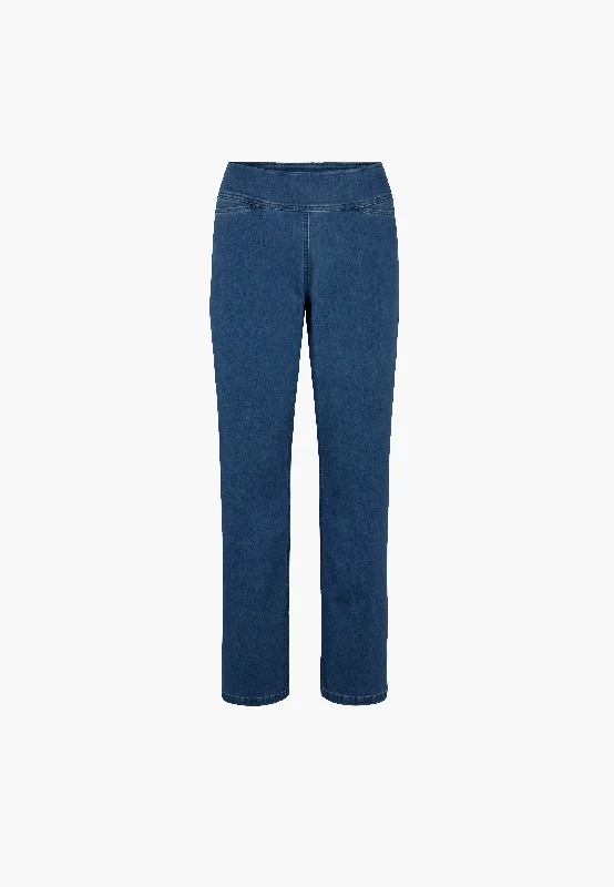 Comfy Layering Trends Thea Straight - Medium Length - Blue Denim