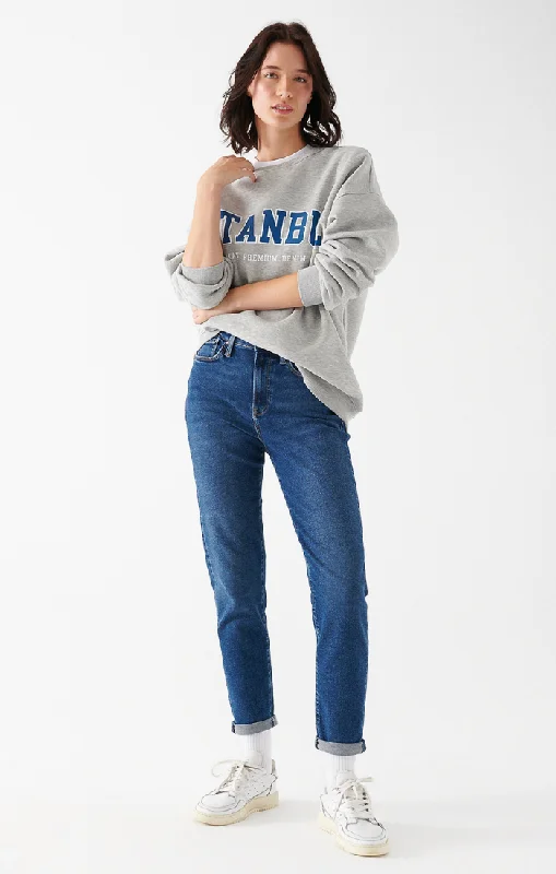 Cozy Stylish Wear CINDY MOM JEANS IN DARK GOLD SHAPE