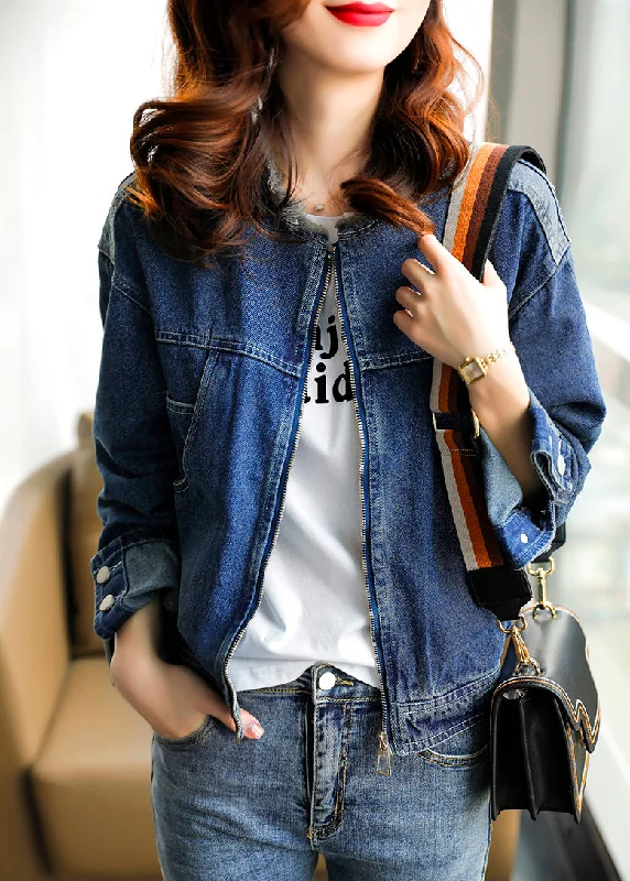 Cozy Fashion Options Vogue Blue O-Neck Patchwork Zippered Cotton Hooded Denim Coat Long Sleeve Cozy Fashion Options Vogue Blue O-Neck Patchwork Zippered Cotton Hooded Denim Coat Long Sleeve