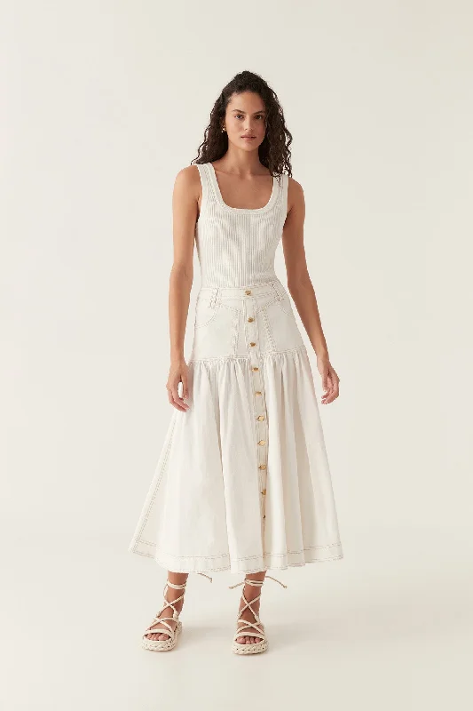 Casual Chic Options Belmond Denim Midi Skirt